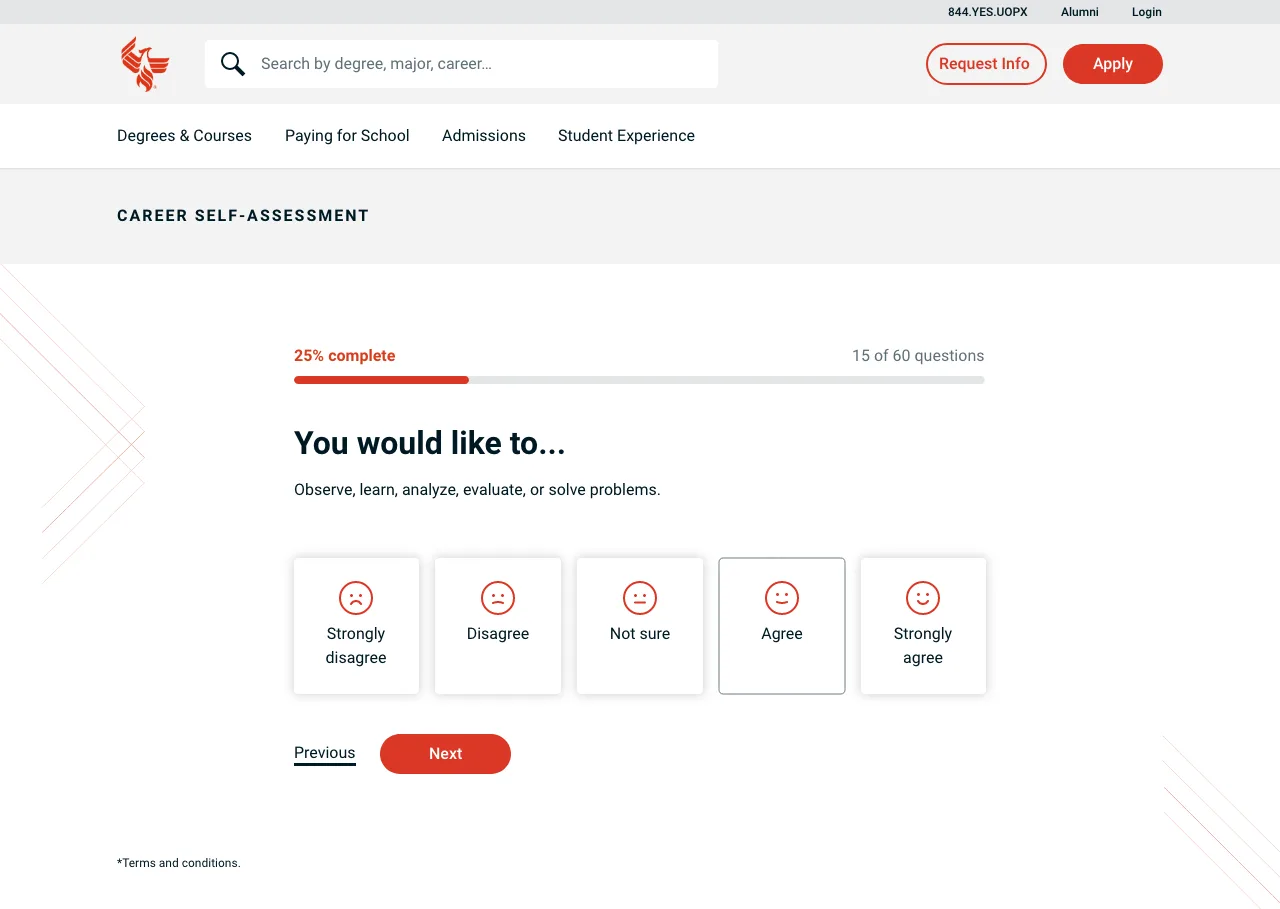 Assessment question page