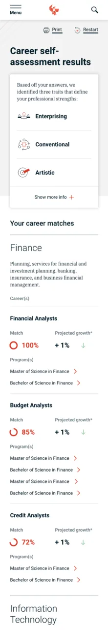 Results page mobile
