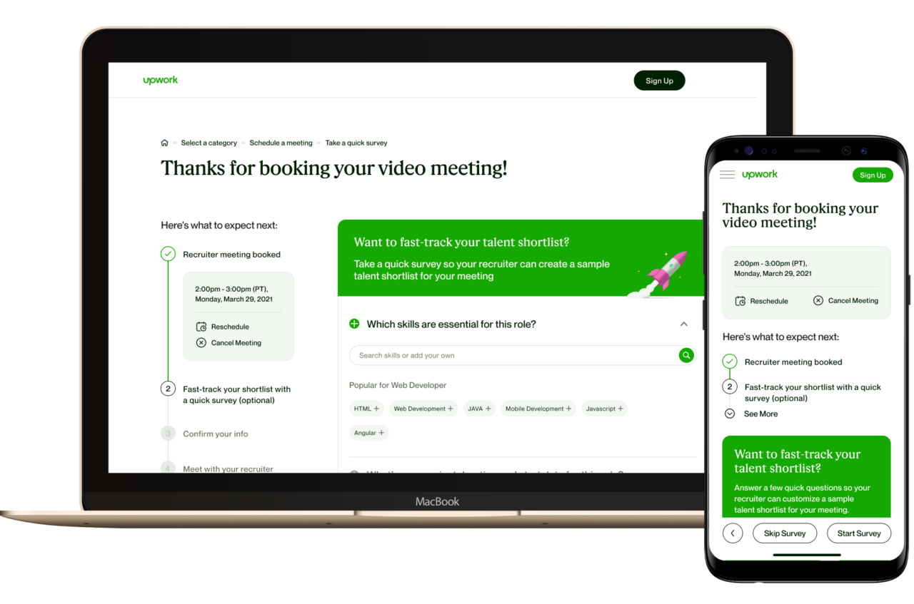 Talent Scout desktop and mobile designs