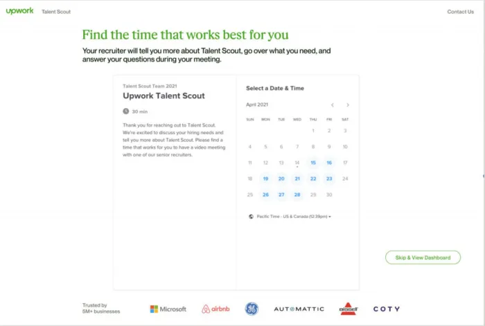 Meeting scheduler screen